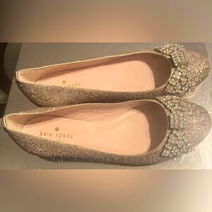 Kate Spade Rhinestone and Glitter Sparkly Flats size 6.5 pale pink/nude color